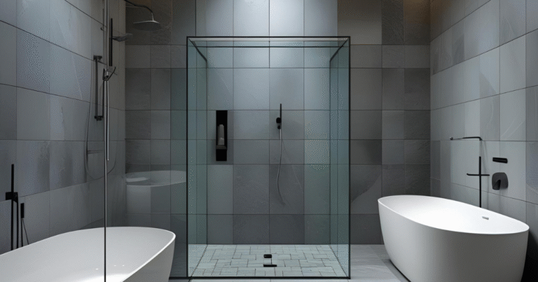 Idee bagno in pietra grigia
